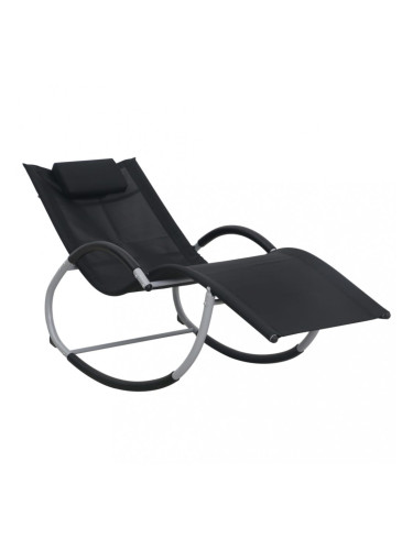 Sonata Шезлонг с възглавничка, черен, textilene