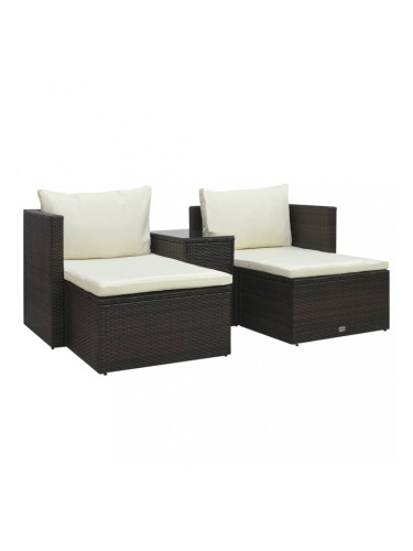 Sonata Градински комплект с възглавници, 5 части, кафяв полиратан