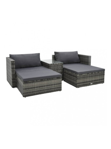 Sonata Градински комплект с възглавници, 5 части, полиратан, сив