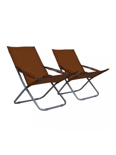 Sonata Сгъваеми плажни столове, 2 бр, текстил, кафяви