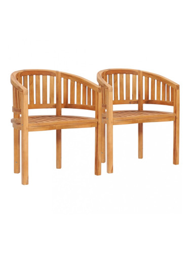 Sonata Столове с форма на банан, 2 бр, тиково дърво масив