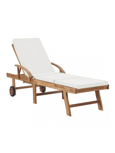 Sonata Шезлонг с шалте, тиково дърво масив, кремав