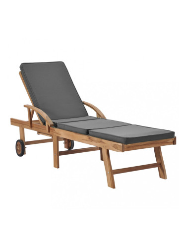 Sonata Шезлонг с шалте, тиково дърво масив, тъмносив