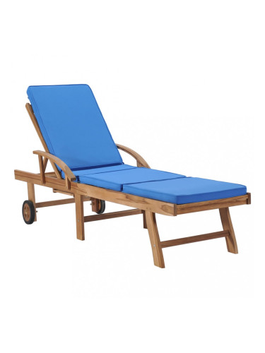 Sonata Шезлонг с шалте, тиково дърво масив, син