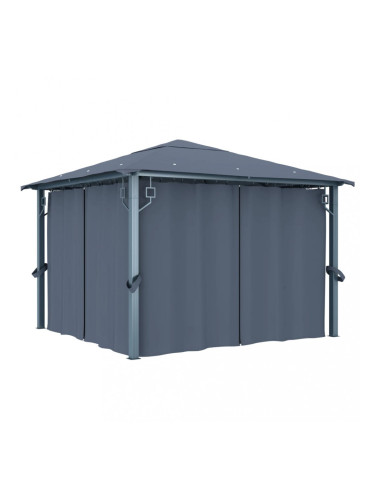 Sonata Шатра със завеси, 300х300 см, антрацит, алуминий