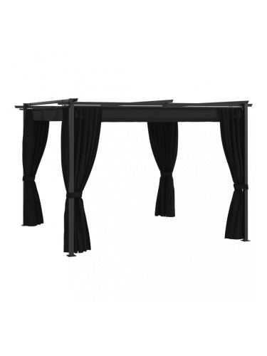 Sonata Градинска шатра със завеси, 3х3 м, антрацит, стомана