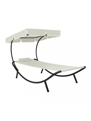 Sonata Лаундж легло на открито с навес и възглавница, кремавобяло