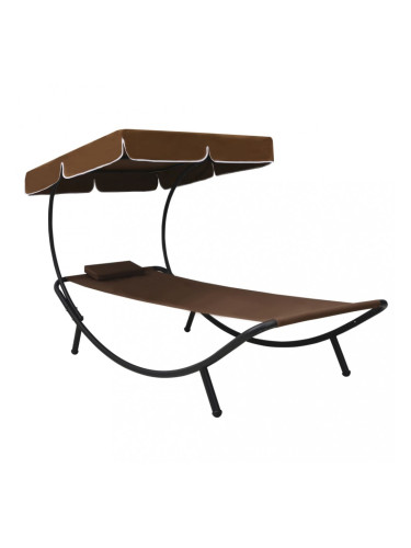 Sonata Лаундж легло на открито с навес и възглавница, кафяво