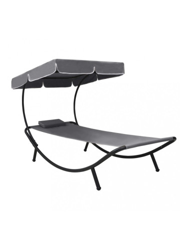 Sonata Лаундж легло на открито с навес и възглавница, сиво