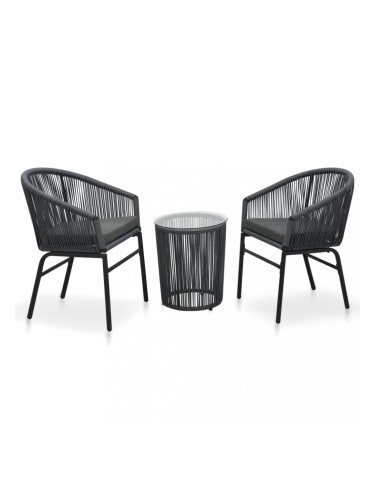 Sonata Бистро комплект с възглавници, 3 части, PVC, ратан, антрацит