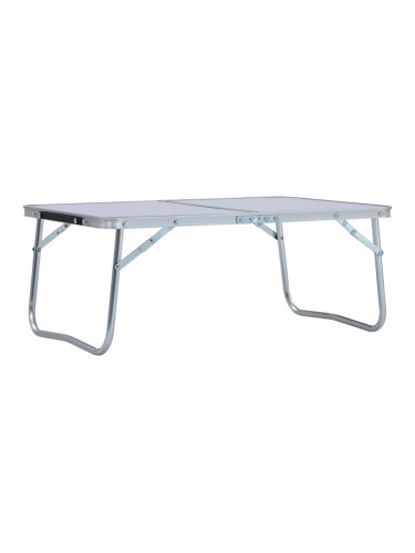 Sonata Сгъваема къмпинг маса, бяла, алуминий, 60x40 см