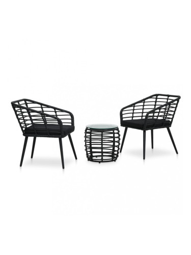 Sonata Бистро комплект, 3 части, полиратан, черен