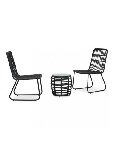 Sonata Бистро комплект, 3 части, полиратан, черен