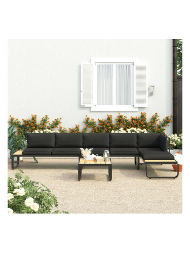 Sonata Градински ъглов комплект с възглавници, 4 части, алуминий и WPC