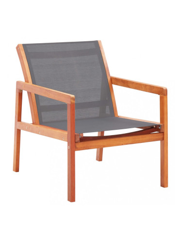 Sonata Градински релакс стол сив евкалиптово дърво масив и textilene