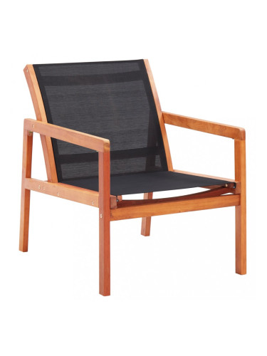 Sonata Градински релакс стол черен евкалиптово дърво масив и textilene