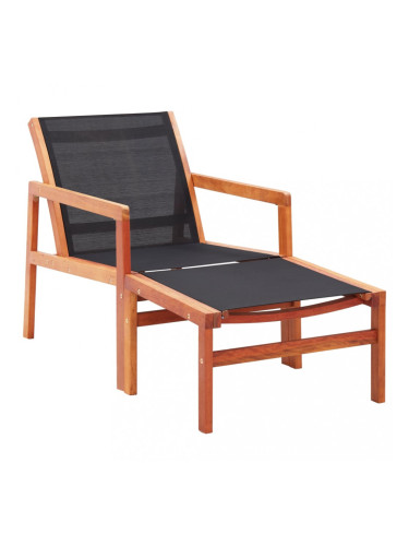 Sonata Градински стол с подложка за крака, евкалипт масив и textilene