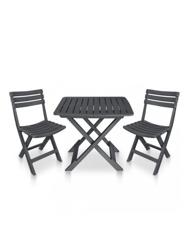 Sonata Сгъваем бистро комплект, 3 части, пластмаса, антрацит