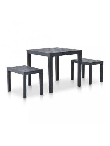 Sonata Градинска маса с 2 пейки, пластмаса, антрацит