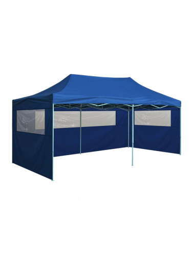 Sonata Сгъваема парти шатра с 4 странични стени 3х6 м стомана синя