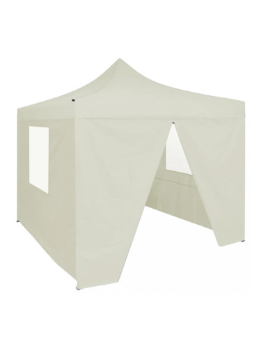 Sonata Сгъваема парти шатра с 4 странични стени 2x2 м стомана кремава