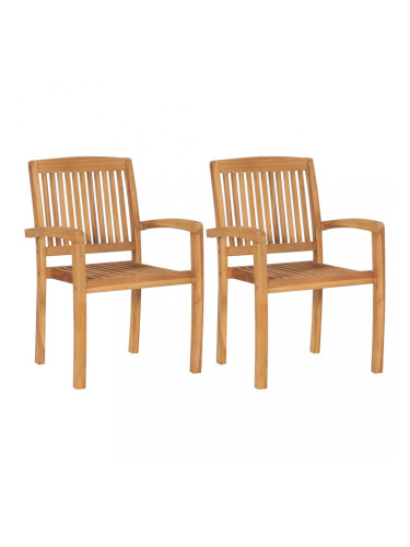 Sonata Стифиращи градински трапезни столове, 2 бр, тиково дърво масив