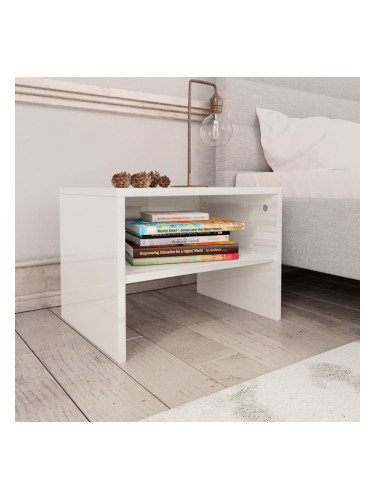 Sonata Нощно шкафче, бяло със силен гланц, 40x30x30 см, ПДЧ