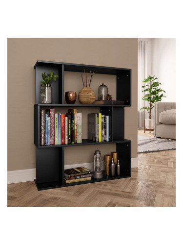 Sonata Библиотека/разделител за стая, черна, 80x24x96 см, ПДЧ