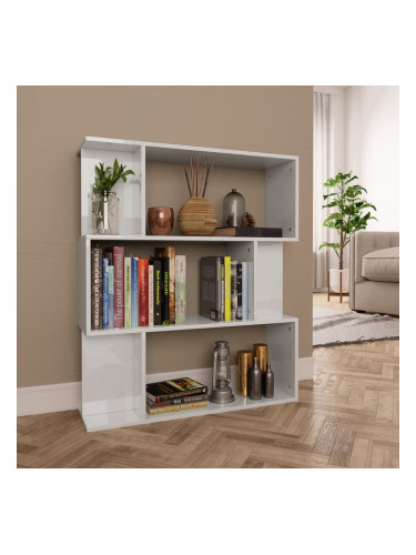 Sonata Библиотека/разделител за стая, бял гланц, 80x24x96 см, ПДЧ