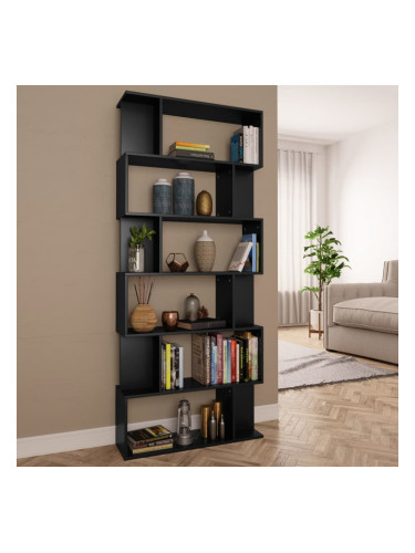 Sonata Библиотека/разделител за стая, черна, 80x24x192 см, ПДЧ
