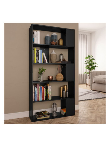 Sonata Библиотека/разделител за стая, черна, 80x24x159 см, ПДЧ
