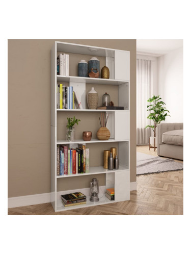 Sonata Библиотека/разделител за стая, бял гланц, 80x24x159 см, ПДЧ