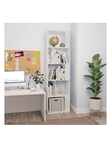 Sonata Библиотека/разделител за стая, бял гланц, 45x24x159 см, ПДЧ