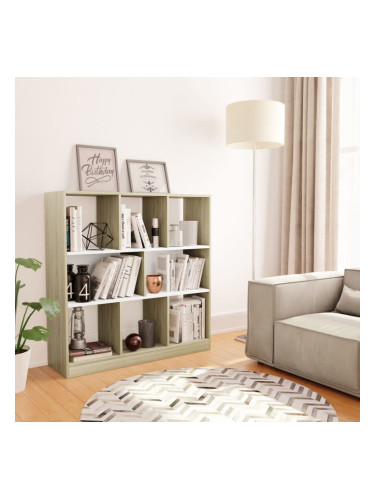 Sonata Библиотека, бяло и дъб сонома, 97,5x29,5x100 см, ПДЧ