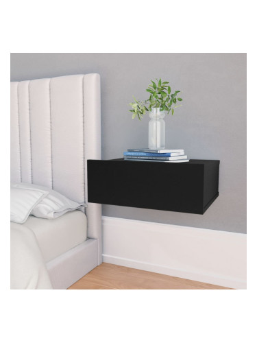 Sonata Нощни шкафчета за стена, 2 бр, черни, 40x30x15 см, ПДЧ