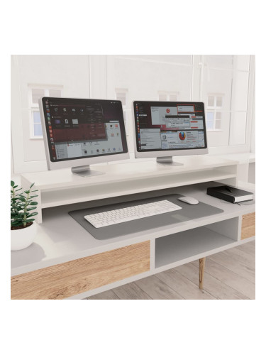 Sonata Стойка за монитор, бяла, 100x24x13 см, ПДЧ