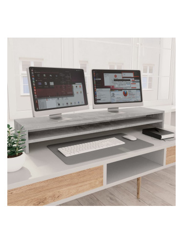 Sonata Стойка за монитор, бетонно сива, 100x24x13 см, ПДЧ