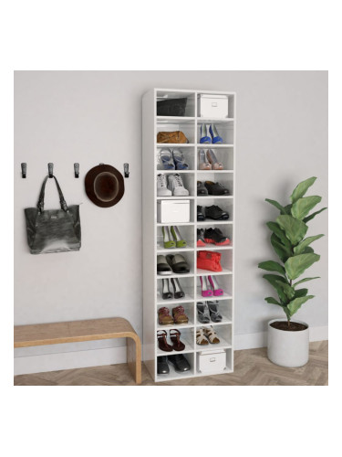 Sonata Шкаф за обувки, бял гланц, 54x34x183 см, ПДЧ
