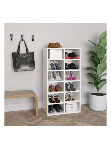 Sonata Стелаж за обувки, бял, 54x34x100 см, ПДЧ