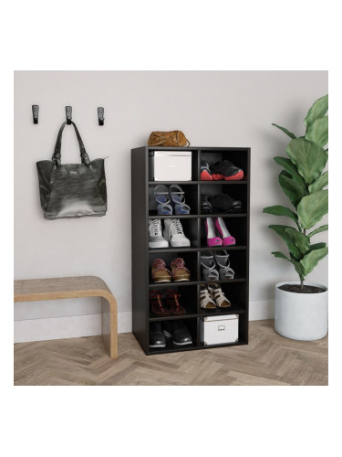 Sonata Стелаж за обувки, черен, 54x34x100 см, ПДЧ
