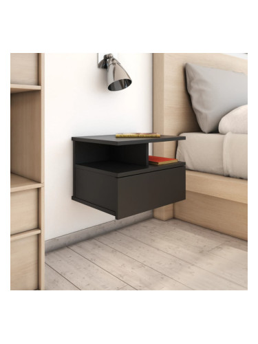 Sonata Нощни шкафчета за стена, 2 бр, черни, 40x31x27 см, ПДЧ