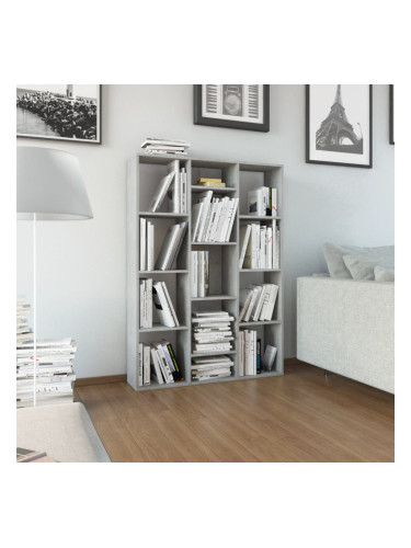 Sonata Разделител за стая/библиотека, бетонно сив, 100x24x140 см, ПДЧ