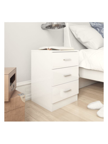 Sonata Нощно шкафче, бял гланц, 38x35x56 см, ПДЧ