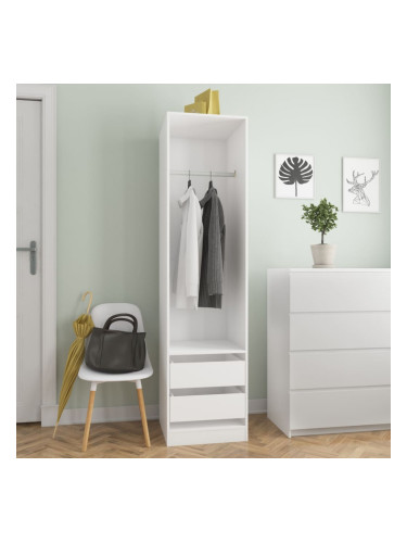 Sonata Гардероб с чекмеджета, бял, 50x50x200 см, ПДЧ