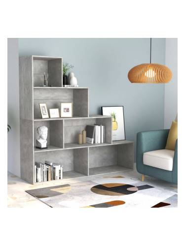 Sonata Библиотека/разделител за стая, бетонно сива, 155x24x160 см, ПДЧ
