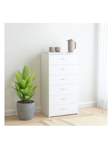 Sonata Бюфет с 6 чекмеджета, бял, 50x34x96 см, ПДЧ