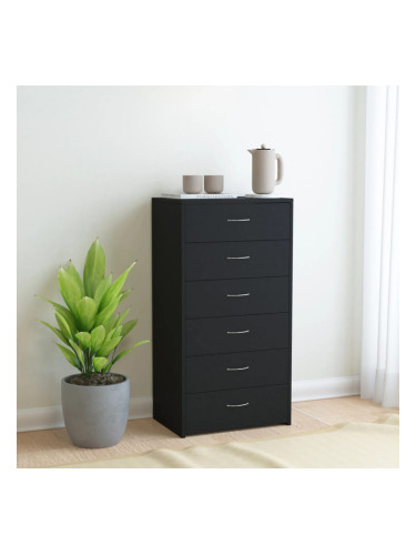 Sonata Бюфет с 6 чекмеджета, черен, 50x34x96 см, ПДЧ