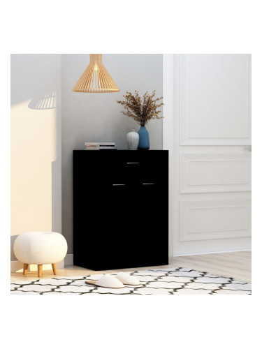 Sonata Шкаф за обувки, черен, 60x35x84 см, ПДЧ