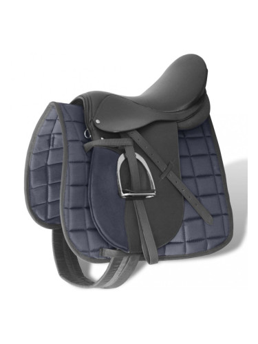 К-т за яздене със седло от естествена кожа, черен 16", 14 см, 5 в 1