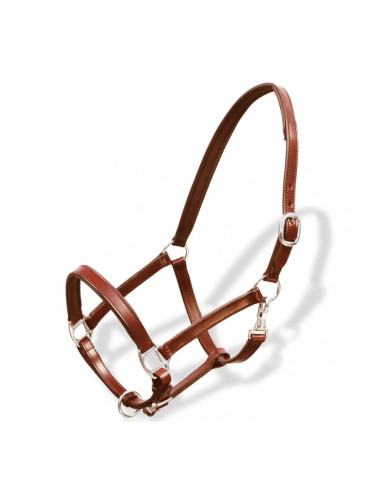 Оглавник за пони от естествена кожа, регулируем, кафяв